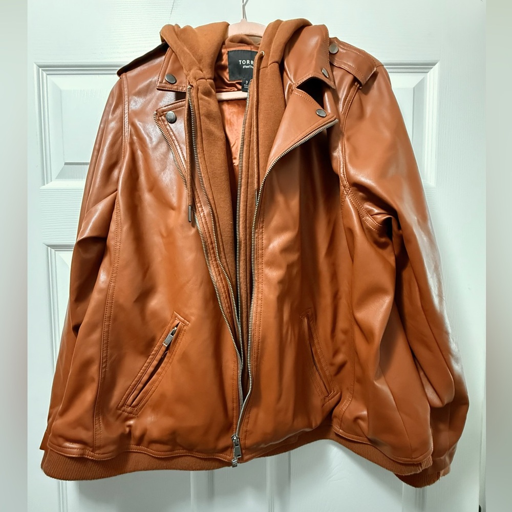 Torrid Rust colored Mixed Material Faux Leather Jacket